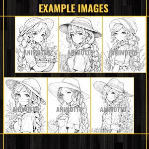 Anime Farmer Girls Adult Coloring Book 75 Handsome Coloring Pages,Grayscale Cowgirl Anime Manga Coloring Page,Instant Download,Printable PDF
