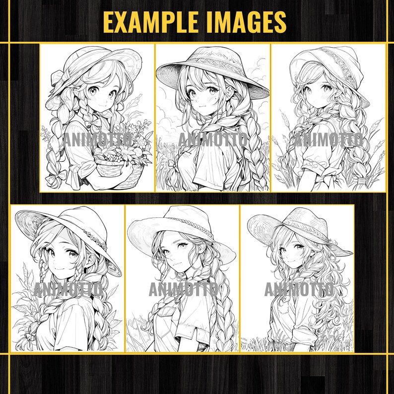 Anime Farmer Girls Adult Coloring Book 75 Handsome Coloring Pages,Grayscale Cowgirl Anime Manga Coloring Page,Instant Download,Printable PDF