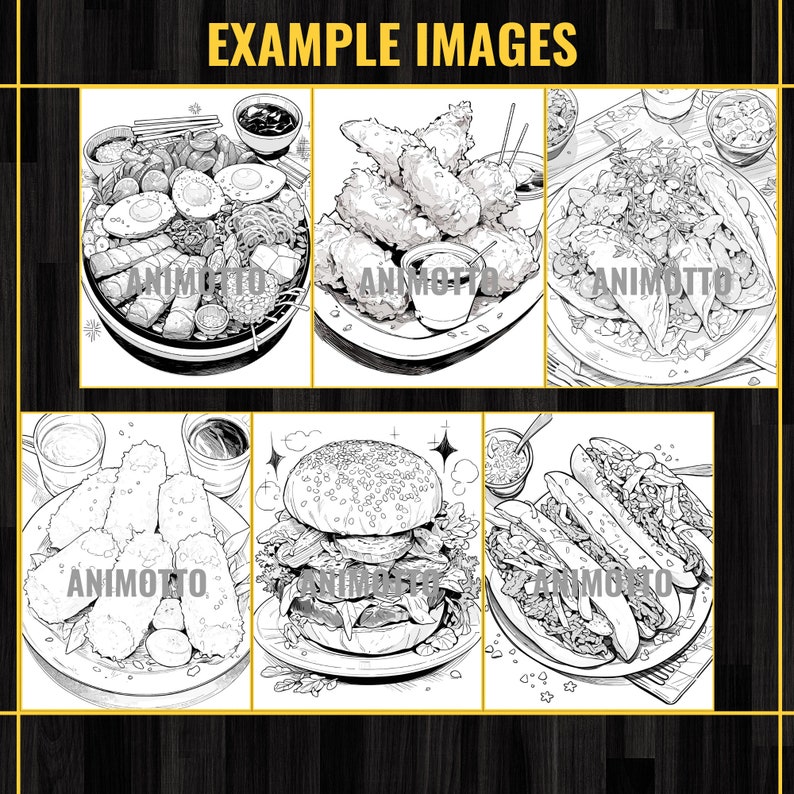 Delicious Foods Adult Coloring Book 60 Fast Food Coloring Pages,Grayscale Yummy Tasty Food Coloring,Instant Download,Printable PDF & JPG
