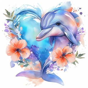 11 Niedliche Delfin Clipart Bundle, Delfin Bilder Illustrationen, druckbare Aquarell Clipart, hochwertige JPG Papier, Papier Handwerk, Journals