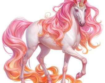 12 Fairytale Unicorn Clipart Bundle, Cute Unicorn Illustrations, Printable Watercolor Clipart, High Quality JPG, Paper craft, Junk Journals