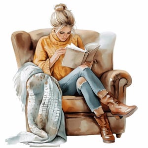 13 lezen liefhebber clipartbundel, boekenliefhebber afbeeldingen wordt afgedrukt, afdrukbare aquarel clipart, hoge kwaliteit JPG, Paper Craft, Junk Journals