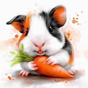 10 Cute Guinea Pig Clipart Bundle, Guinea Images Illustrations, Printable Watercolor Clipart, High Quality JPG, Paper craft, Junk Journals