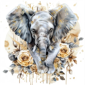 10 wunderschöne Elefanten Clipart, druckbare Aquarell Clipart, hochwertige JPGs, digitaler Download, Papierhandwerk, Junk Journal