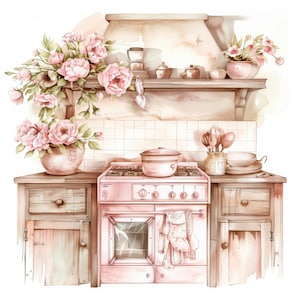 13 Vintage Floral Kitchen Clipart Bundle Set 2, Shabby Chic,Watercolor clipart,High Quality JPG, Digital download, Paper craft, junk journal
