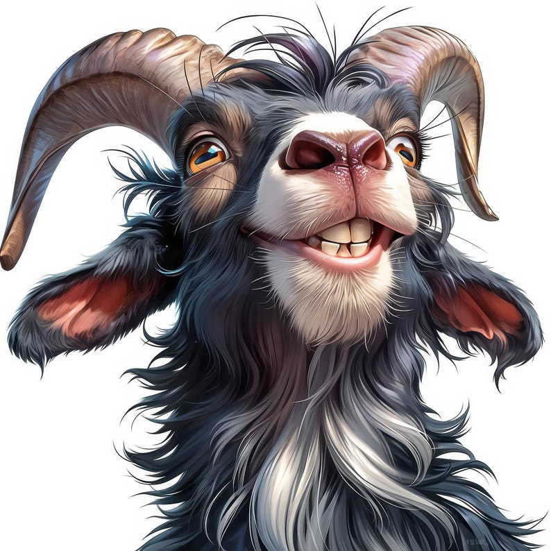 18 Funny Goat Clipart Bundle, Printable Watercolor Funny Goat Portrait Images, High Quality JPG, Digital download, Paper craft, Junk Journal