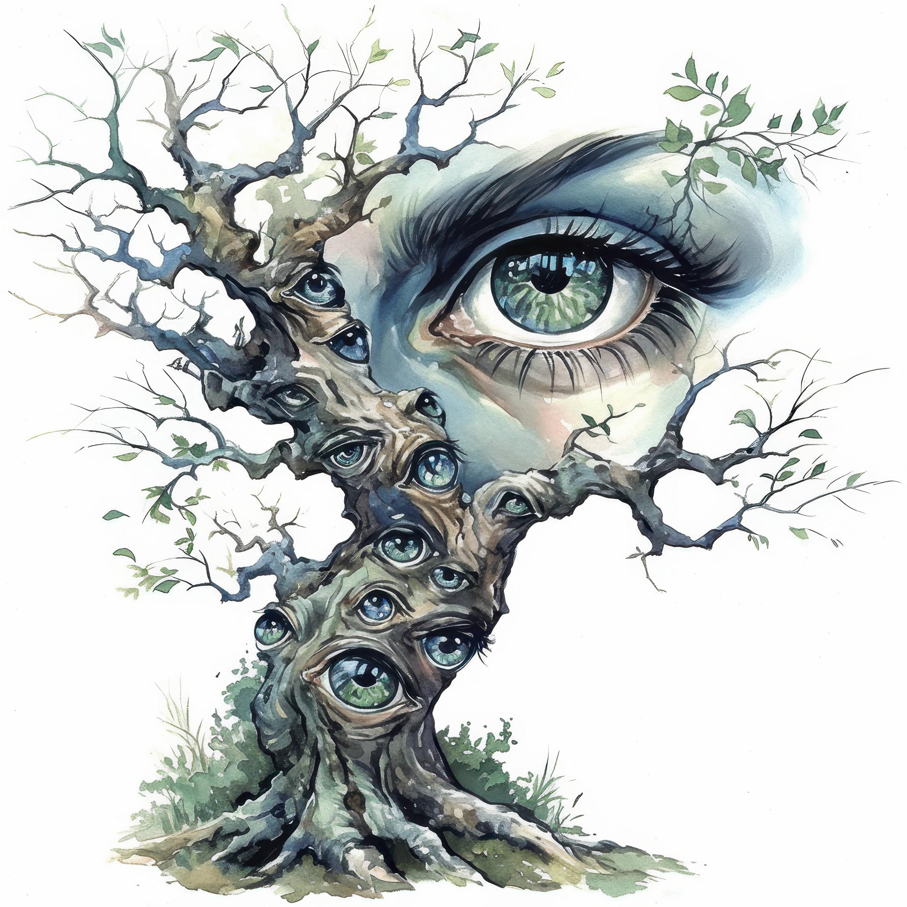 22 Fantasy Tree Eyes Clipart Bundle, Eyes With Tree Illustrations ...