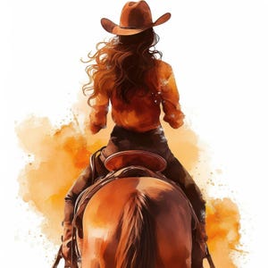 11 Cowgirl with Horse Clipart Bundle, Girl on Horse Illustration, Printable Watercolor Clipart, High Quality JPG, Paper craft, Junk Journal