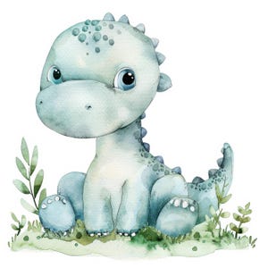 14 Cartoon Dinosaur Clipart Bundle, Baby Dinosaur Illustrations, Printable Watercolor clipart, High Quality JPGs,  Paper craft, junk journal