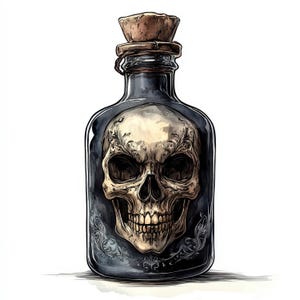 Lot de 10 cliparts philtre de poison mortel, clipart Halloween aquarelle imprimable, fichiers JPG de haute qualité, créations en papier, journaux indésirables