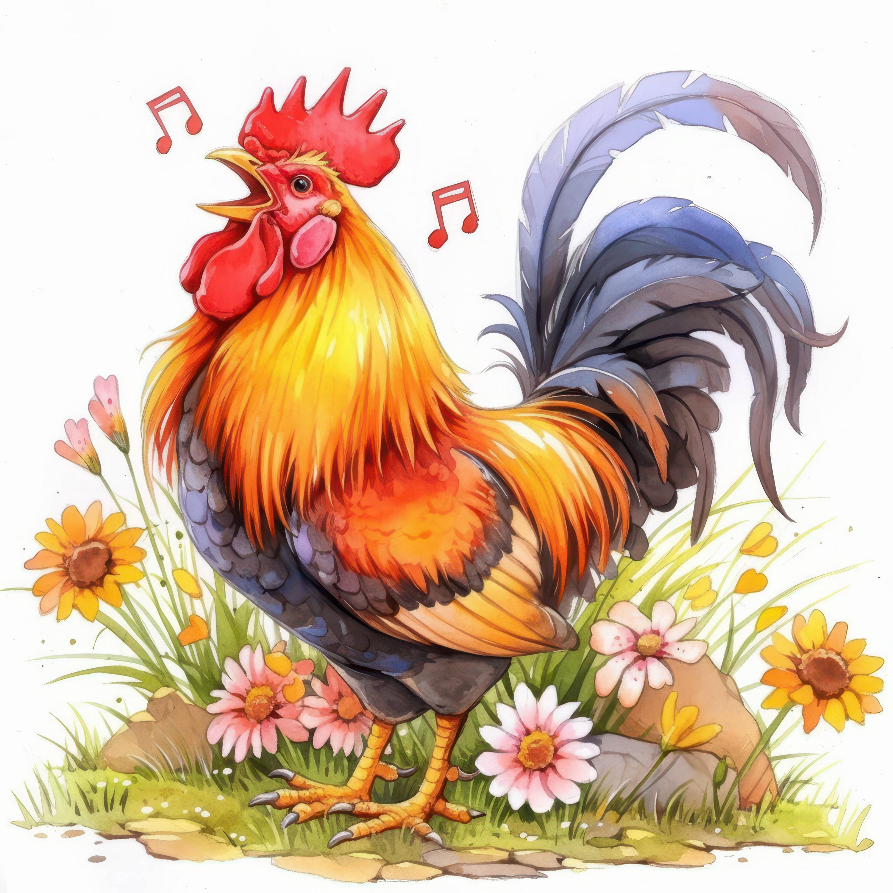 12 Spring Rooster Clipart Bundle, Farm Rooster Illustrations, Printable ...