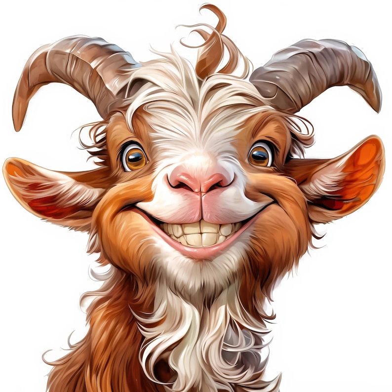18 Funny Goat Clipart Bundle, Printable Watercolor Funny Goat Portrait Images, High Quality JPG, Digital download, Paper craft, Junk Journal
