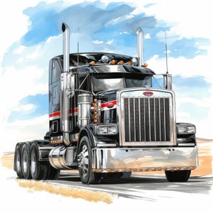 10 American Trucks Clipart Bundle, Watercolor Truck Illustrations, Printable Watercolor Clipart, High Quality JPG, Paper craft, Junk Journal