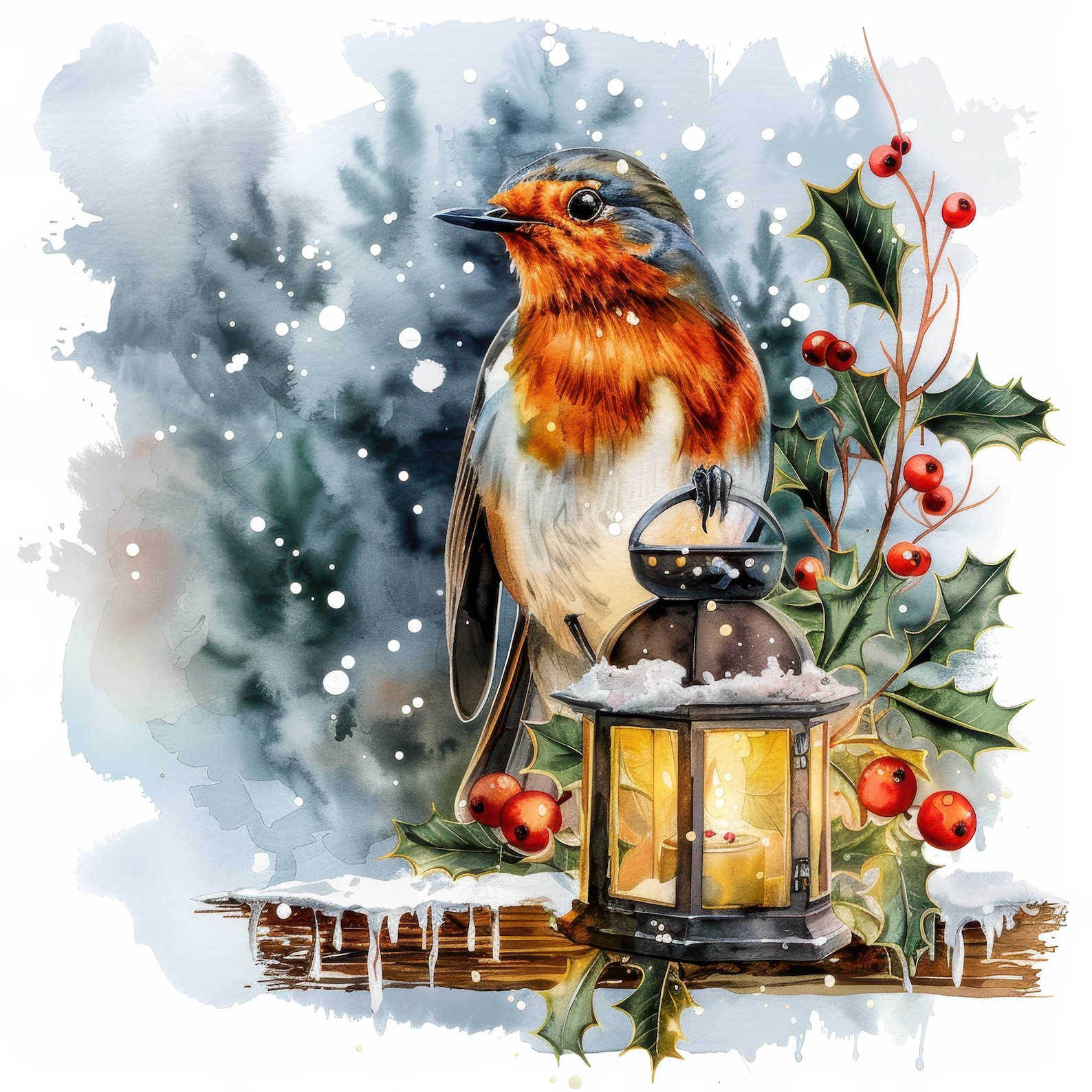 20 Christmas Robin Clipart Bundle Set, Printable Watercolor Clipart ...