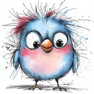 Paquete de 10 imágenes prediseñadas de pájaros caprichosos, ilustraciones de aves para guardería, imágenes prediseñadas de acuarela imprimibles, JPG de alta calidad, manualidades de papel, diarios basura