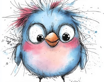 Paquete de 10 imágenes prediseñadas de pájaros caprichosos, ilustraciones de aves para guardería, imágenes prediseñadas de acuarela imprimibles, JPG de alta calidad, manualidades de papel, diarios basura