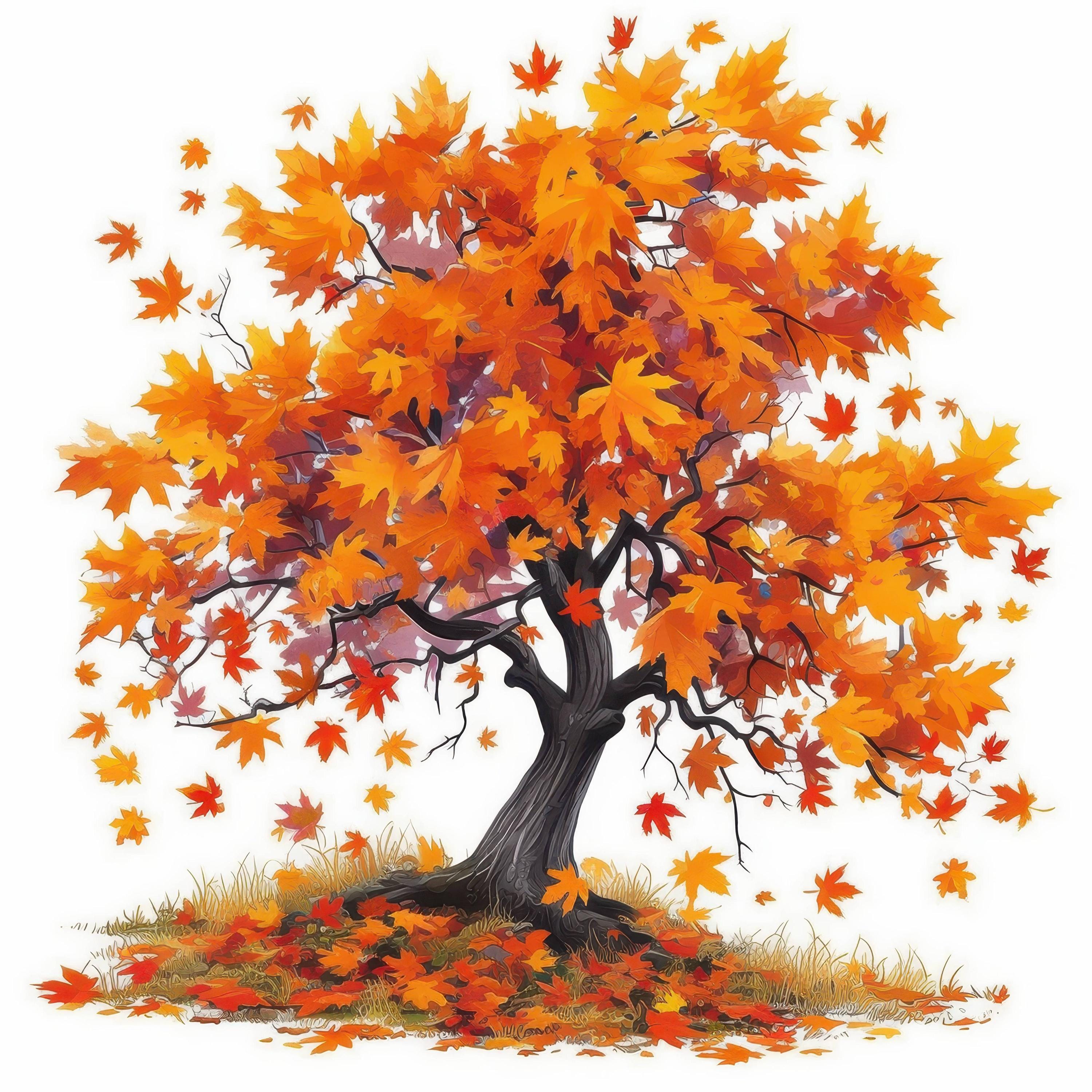 13 Autumn Tree Leaves Clipart Bundle, Printable Watercolor Fall Tree ...