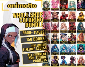 Whole Shop Bundle Coloring Books, 9500+ Coloring Pages Bundle, Anime Coloring Book, Grayscale Coloring Book, Adult & Children Coloring Pages