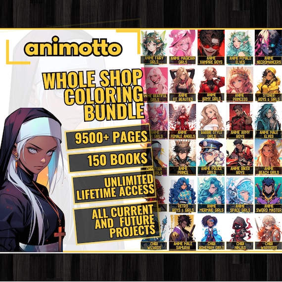 Whole Shop Bundle Coloring Books, 9500+ Coloring Pages Bundle, Anime Coloring Book, Grayscale Coloring Book, Adult & Children Coloring Pages