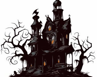 15 Halloween House Clipart Bundle, Printable Watercolor Spooky House Images, High Quality JPG, Digital download, Paper craft, Junk Journals