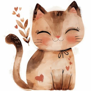 10 Adorable Cartoon Cats Clipart Bundle, Card Making Illustration, Printable Watercolor Clipart, High Quality JPG, Digital download, Journal