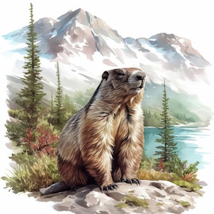 11 Cute Beaver Clipart Bundle, Beaver in Nature Illustrations, Printable Watercolor Clipart, High Quality JPG, Paper craft, Junk Journals