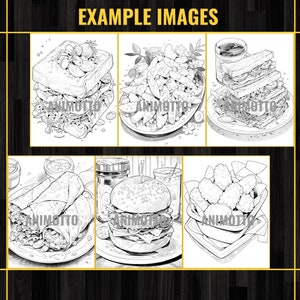 Delicious Foods Adult Coloring Book 60 Fast Food Coloring Pages,Grayscale Yummy Tasty Food Coloring,Instant Download,Printable PDF & JPG