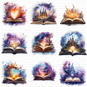 Watercolor Fantasy Books Clipart | Fantasy Graphics, Fairytale and ...