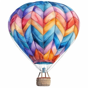 16 aquarel heteluchtballon clipartbundel, ballonafbeeldingen, kaarten maken, scrapbooking, hoge kwaliteit jpg, digitale download, ongewenste tijdschriften