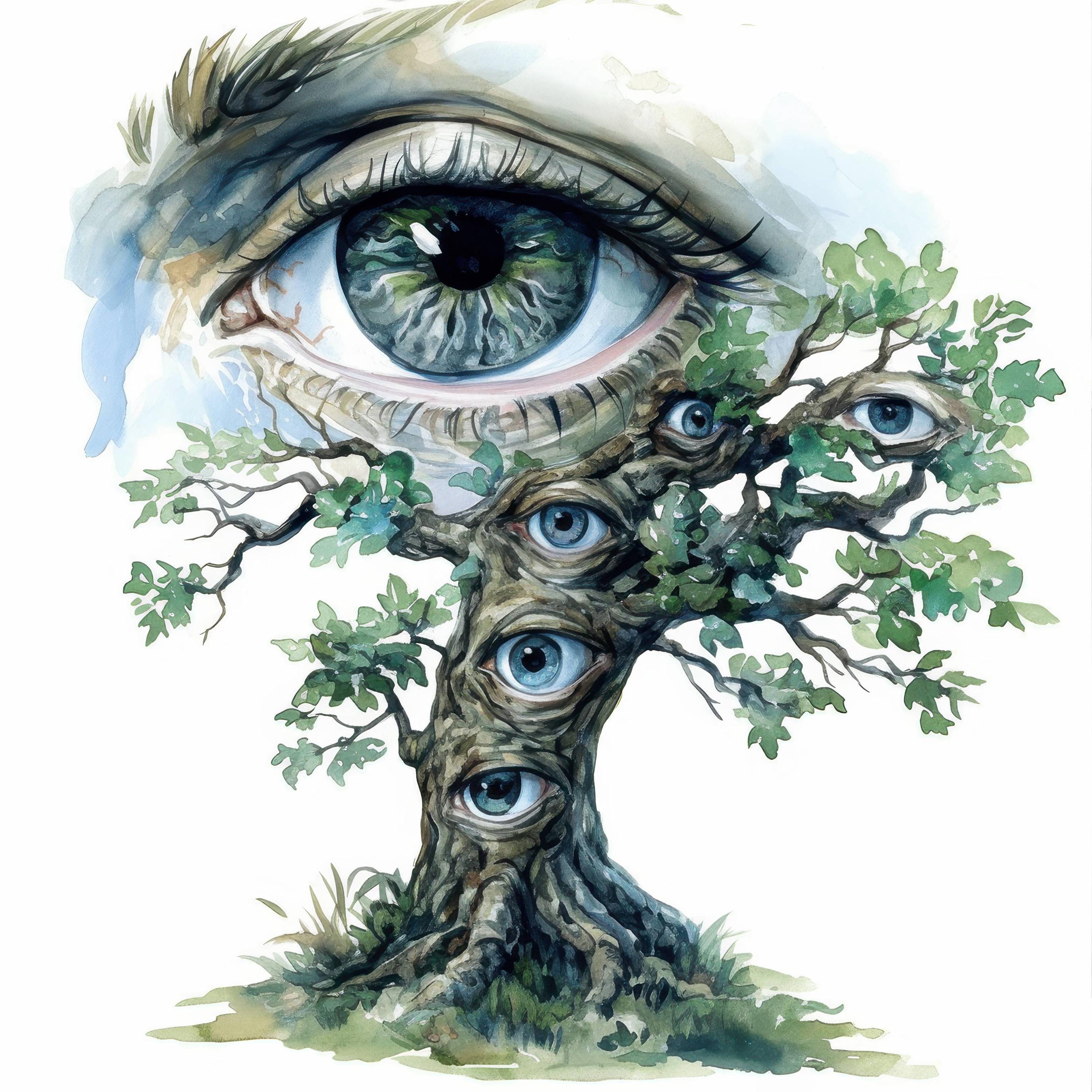 22 Fantasy Tree Eyes Clipart Bundle, Eyes With Tree Illustrations ...