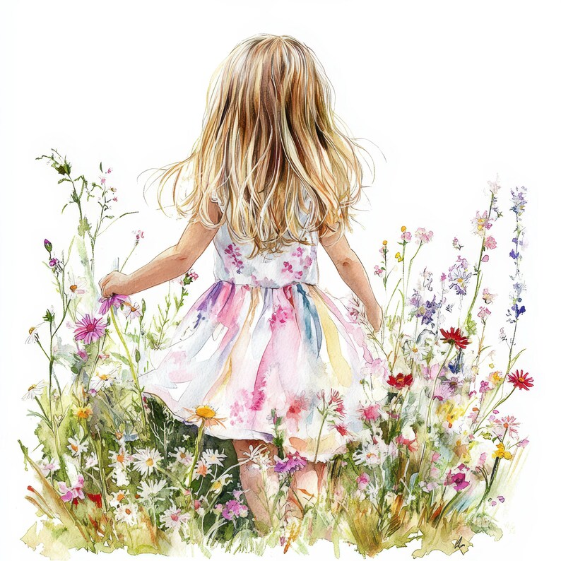 17 Girl in Flowers Clipart Bundle, Wildflower Clipart Images, Printable ...
