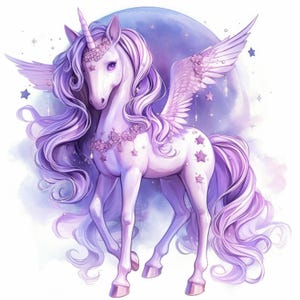 Bundle de 19 cliparts licorne magnifique, illustration de licorne magique, clipart aquarelle imprimable, JPG haute qualité, créations en papier, journal indésirable