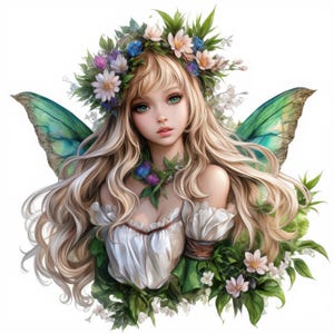 14 Fantasy Fairy Portrait Clipart-bundel, afdrukbare aquarel clipart, hoge kwaliteit JPG, digitale download, Paper Craft, Card Making Journal