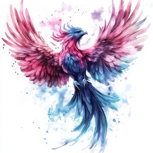 Paquete de 15 imágenes prediseñadas de fénix mítico, imágenes prediseñadas de pájaros de fantasía, creación de tarjetas, álbumes de recortes, JPG de alta calidad, descarga digital, diarios basura