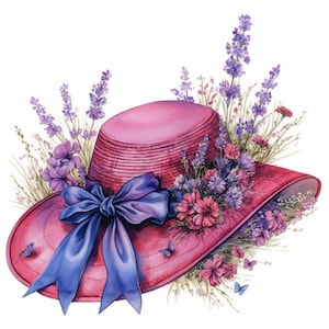 11 Clipart di cappelli floreali, illustrazioni di stampe di cappelli primaverili, clipart di acquerelli stampabili, JPG di alta qualità, creazioni di carta, diari di scarto