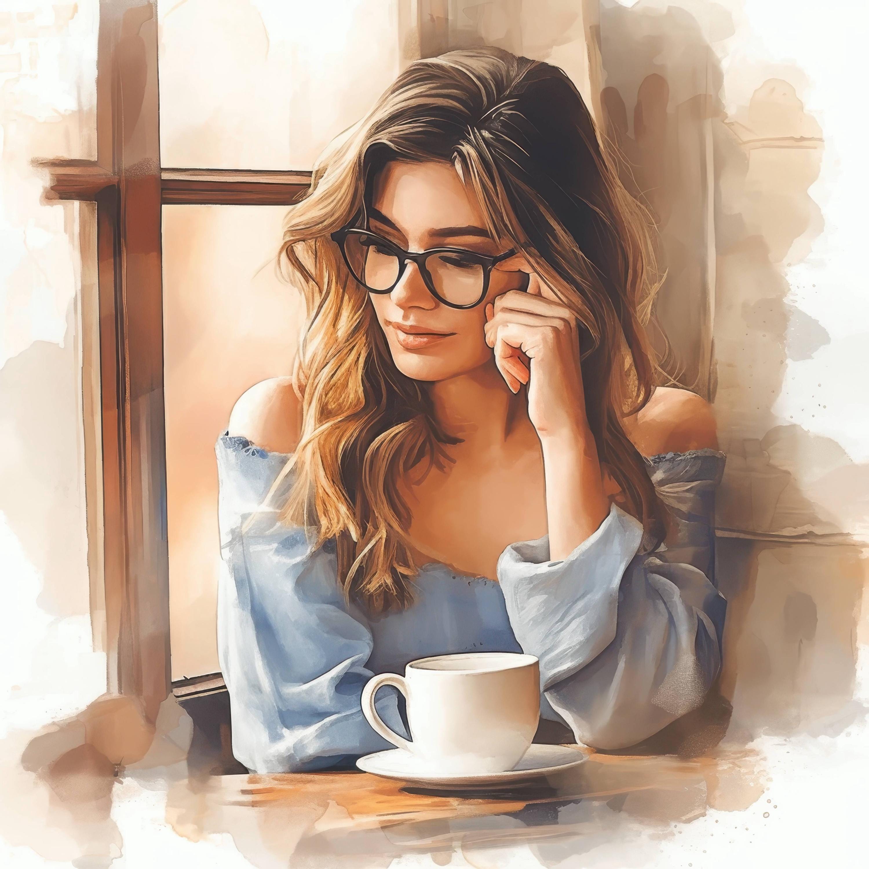 絵画　イラスト　女性 冬だね〜の、女の子練習