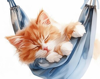 眠っている猫と子猫のクリップアート 20 枚 | 居心地の良いバスケット