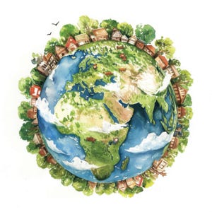 14 Miniature Planet Clipart, Little Planet Earth, Printable Watercolor Clipart, High Quality JPG, Commercial Use, Paper Craft, Junk Journals