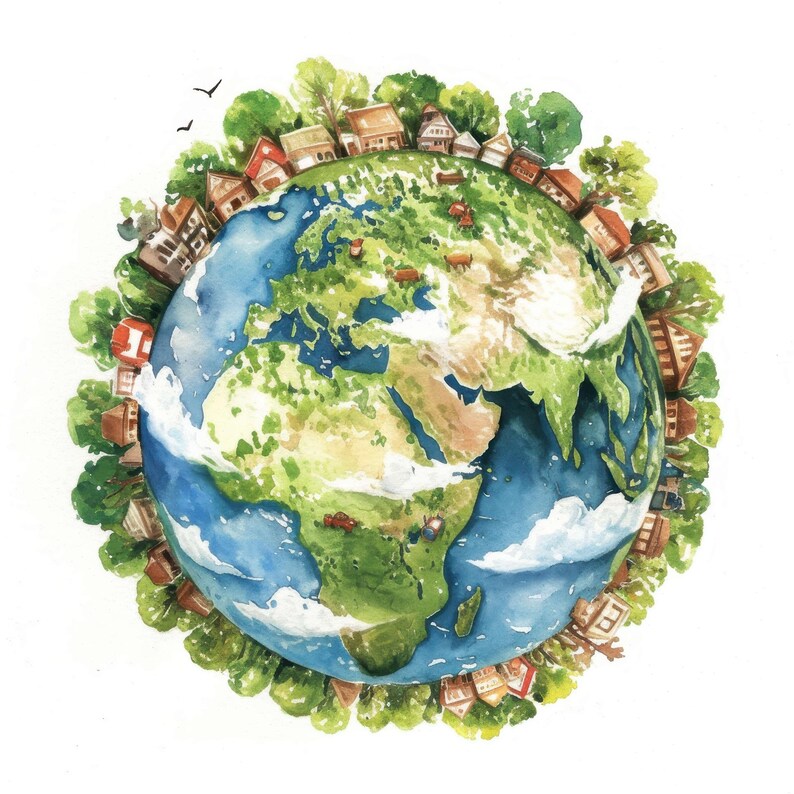 14 Miniature Planet Clipart, Little Planet Earth, Printable Watercolor Clipart, High Quality JPG, Commercial Use, Paper Craft, Junk Journals