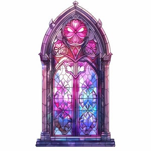 31 Stained Glass Windows Clipart Illustration Bundle, Printable Watercolor Clipart, High Quality JPGs, Paper craft, journals, Card Making