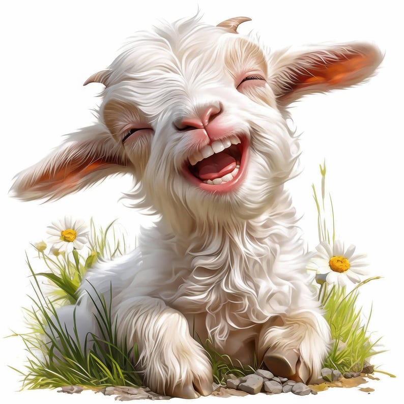 18 Funny Goat Clipart Bundle, Printable Watercolor Funny Goat Portrait Images, High Quality JPG, Digital download, Paper craft, Junk Journal