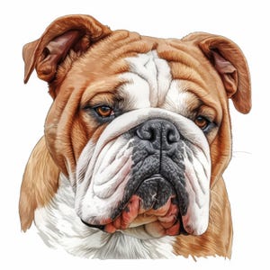 12 English Bulldog Clipart Bundle, Printable Watercolor Bulldog Illustration, High Quality JPG, Junk Journals, Card Making, Digital Download