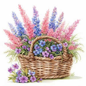 10 Verzauberte Blumen, Clipart Bundle, Frühlingsblumen Illustrationen, druckbare Aquarell Clipart, hochwertige JPG Papier, Junk Journal