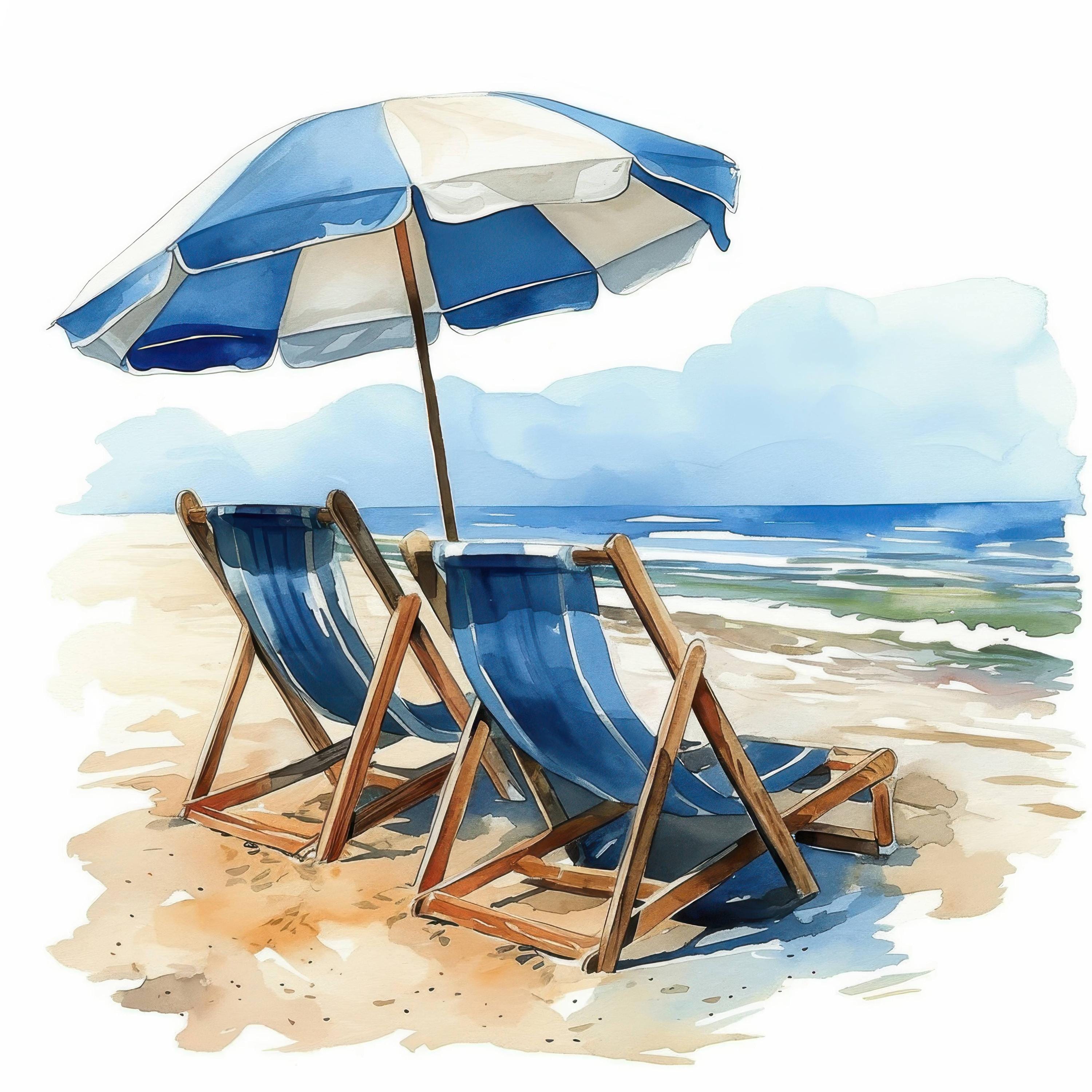 10 Strand Liege Clipart Bundle, druckbare Aquarell Sommer Landschaft