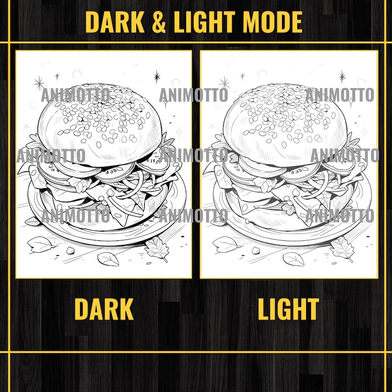 Delicious Foods Adult Coloring Book 60 Fast Food Coloring Pages,Grayscale Yummy Tasty Food Coloring,Instant Download,Printable PDF & JPG