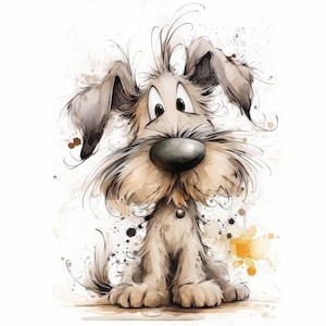 Paquete de 14 imágenes prediseñadas de perros locos, ilustraciones con diseños de perros peculiares, imágenes prediseñadas de acuarela imprimibles, JPG de alta calidad, manualidades de papel, diarios basura