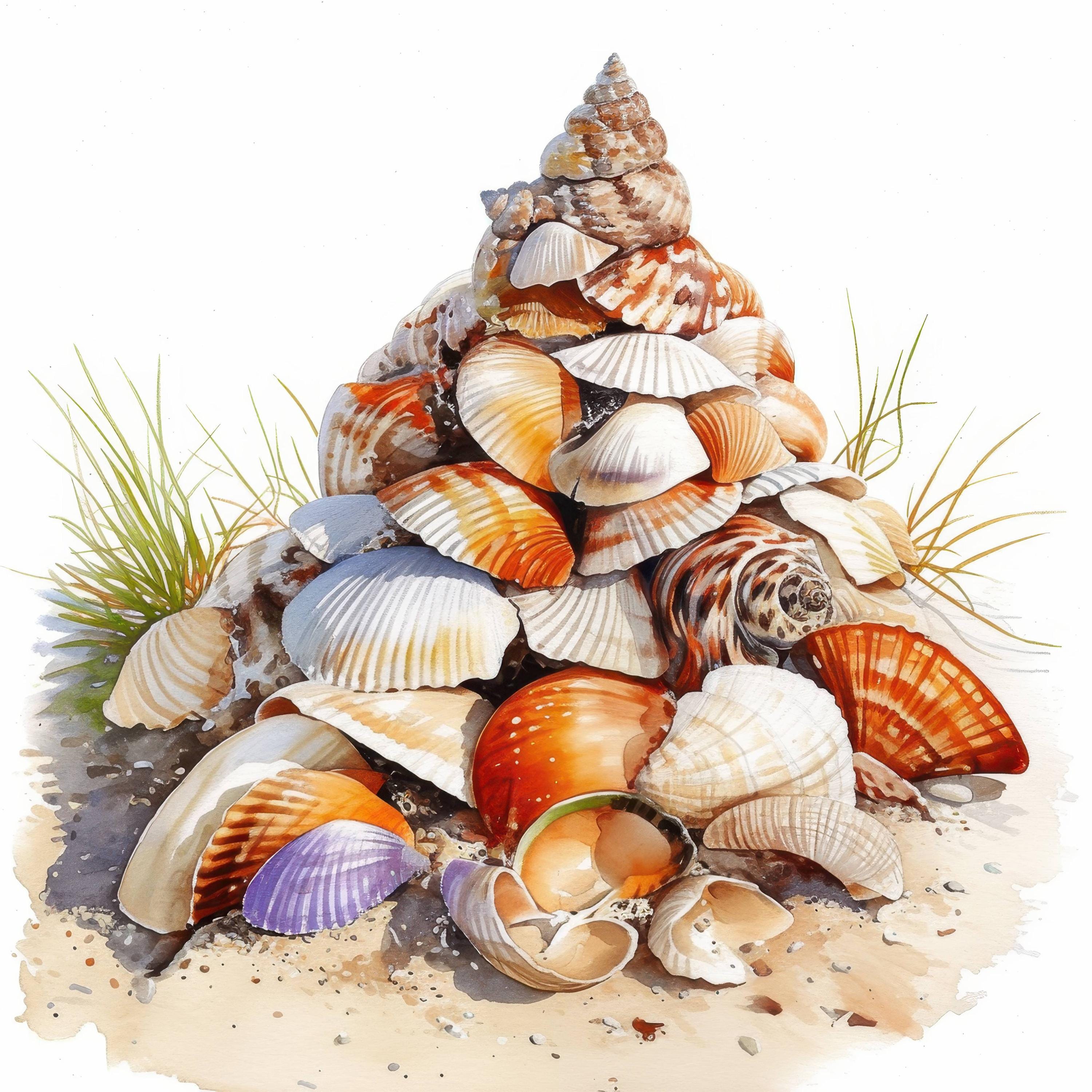 Junk Shells 17 Coastal Shells Clipart Bundle, Nautical Images Illustrations ...