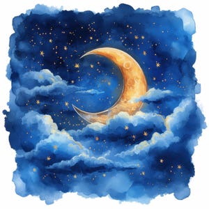 10 Night Sky clipart-bundel, afdrukbare aquarel sterrennacht beelden illustraties, hoge kwaliteit JPG, junk tijdschriften, papier ambachten, kaarten