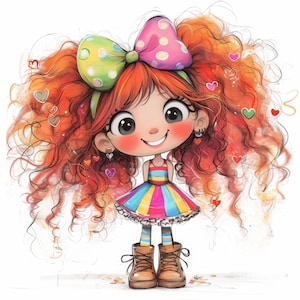 11 eigenzinnig schattig klein meisje set 2 clipartbundel, grillige illustratie, afdrukbare aquarel clipart, hoge kwaliteit JPG, papieren ambachtelijke dagboek