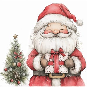 13 cartoon kerstman wordt afgedrukt clipartbundel, kerstillustraties, afdrukbare aquarel clipart, hoge kwaliteit JPG, Paper Craft, ongewenste tijdschriften